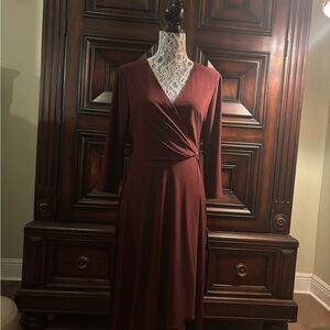 Adrianna Papell Red Long Sleeve Sheath Dress